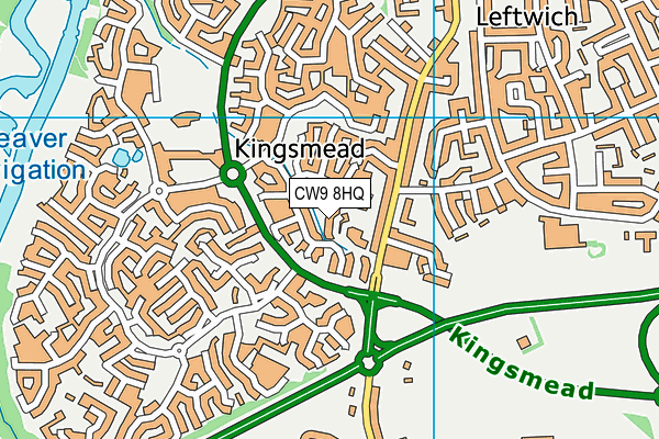 CW9 8HQ map - OS VectorMap District (Ordnance Survey)