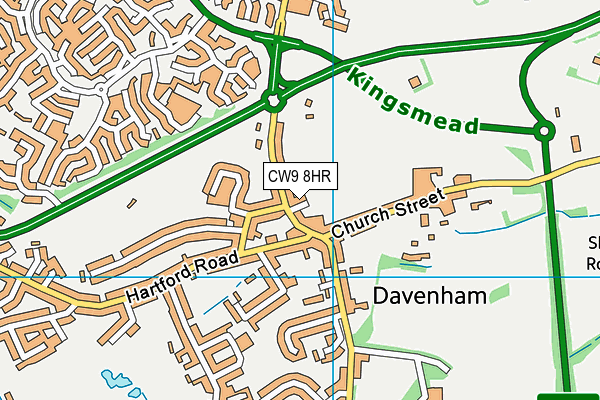Laburnum Playing Fields map (CW9 8HR) - OS VectorMap District (Ordnance Survey)