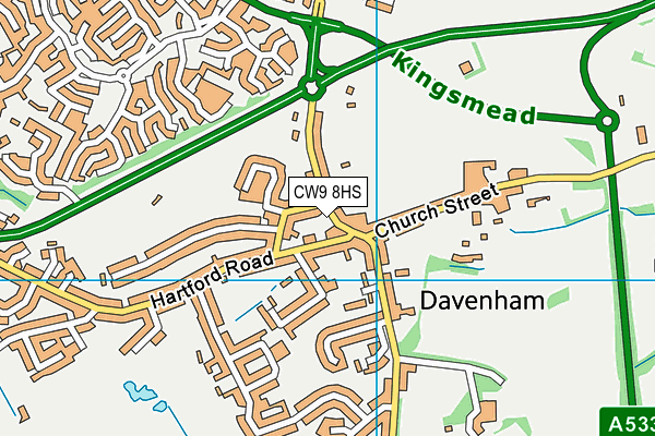 CW9 8HS map - OS VectorMap District (Ordnance Survey)