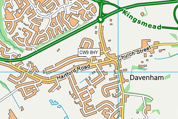 CW9 8HY map - OS VectorMap District (Ordnance Survey)