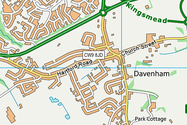 CW9 8JD map - OS VectorMap District (Ordnance Survey)