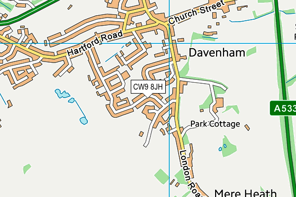 CW9 8JH map - OS VectorMap District (Ordnance Survey)