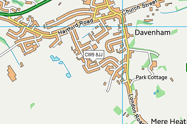 CW9 8JJ map - OS VectorMap District (Ordnance Survey)