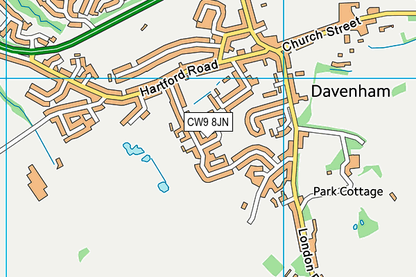 CW9 8JN map - OS VectorMap District (Ordnance Survey)