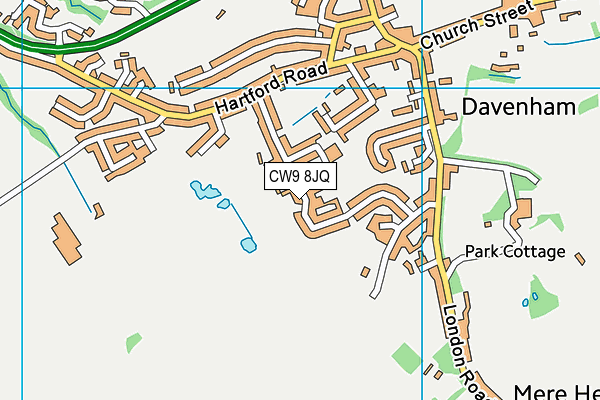 Davenham Football Ground map (CW9 8JQ) - OS VectorMap District (Ordnance Survey)