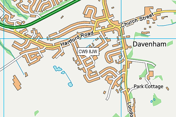 Davenham C Of E Primary School map (CW9 8JW) - OS VectorMap District (Ordnance Survey)