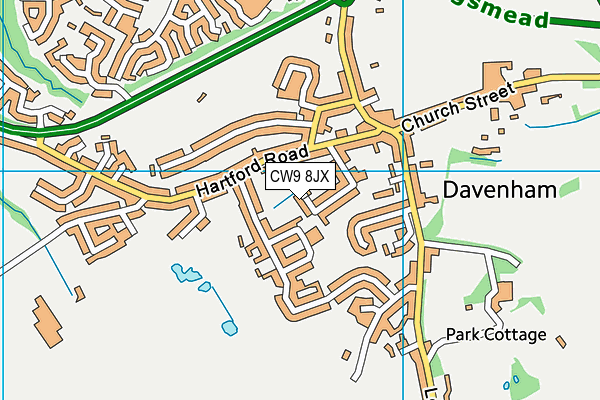 CW9 8JX map - OS VectorMap District (Ordnance Survey)