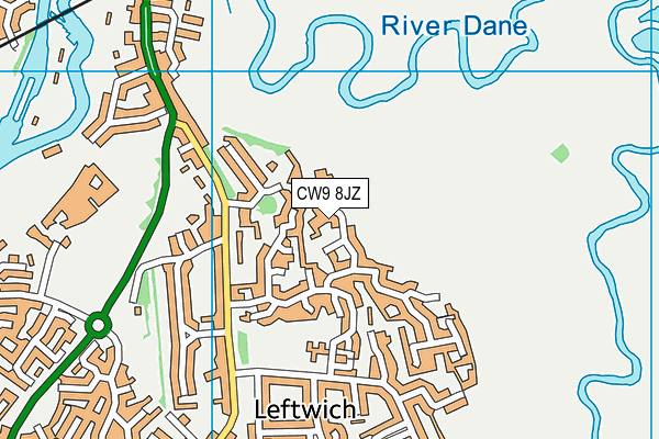 CW9 8JZ map - OS VectorMap District (Ordnance Survey)