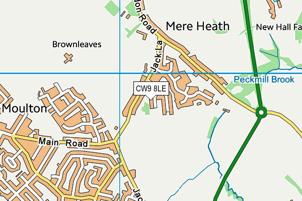 CW9 8LE map - OS VectorMap District (Ordnance Survey)