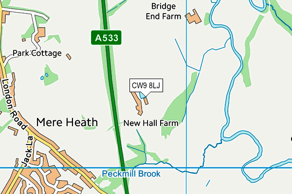 CW9 8LJ map - OS VectorMap District (Ordnance Survey)