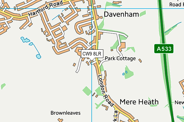 CW9 8LR map - OS VectorMap District (Ordnance Survey)