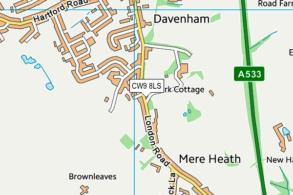 CW9 8LS map - OS VectorMap District (Ordnance Survey)