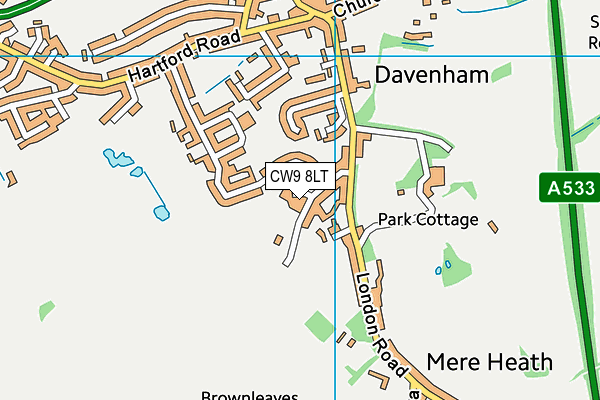 CW9 8LT map - OS VectorMap District (Ordnance Survey)