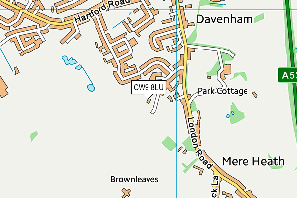 CW9 8LU map - OS VectorMap District (Ordnance Survey)