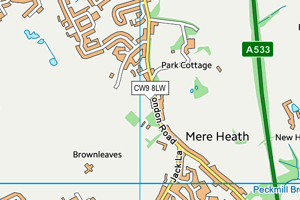 CW9 8LW map - OS VectorMap District (Ordnance Survey)