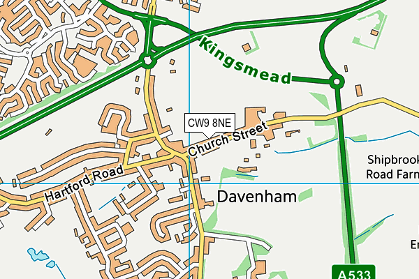 CW9 8NE map - OS VectorMap District (Ordnance Survey)