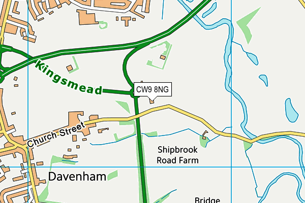 CW9 8NG map - OS VectorMap District (Ordnance Survey)