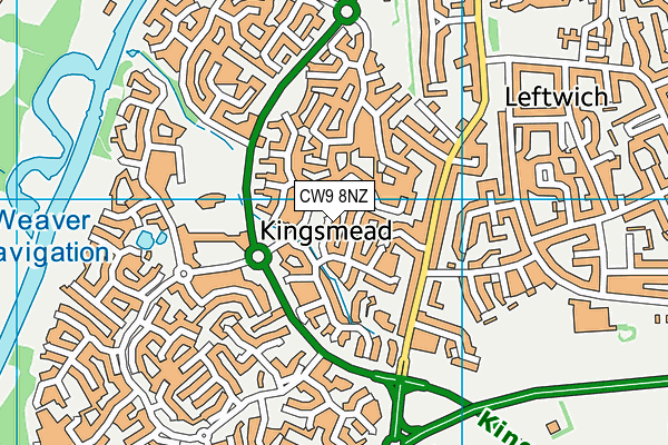 CW9 8NZ map - OS VectorMap District (Ordnance Survey)