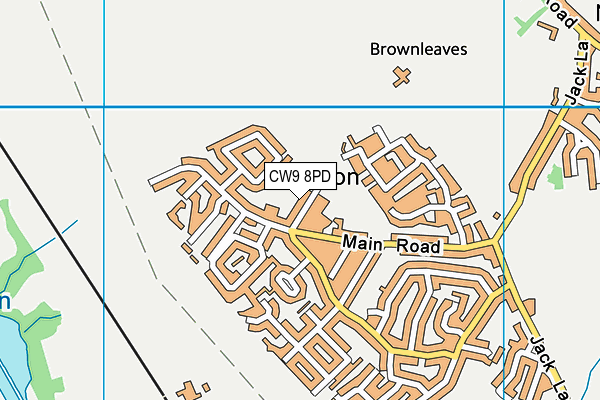 Moulton School map (CW9 8PD) - OS VectorMap District (Ordnance Survey)