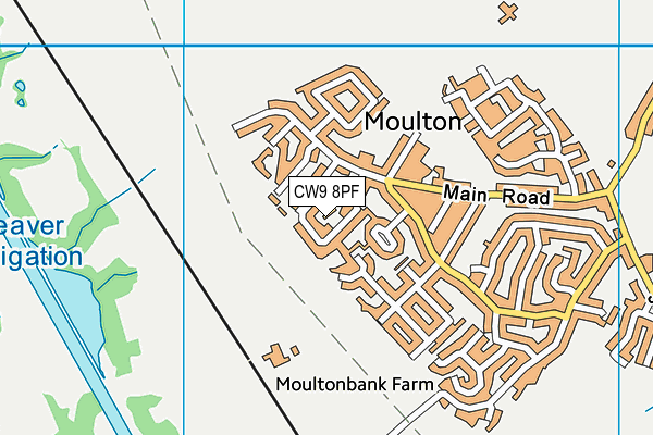CW9 8PF map - OS VectorMap District (Ordnance Survey)