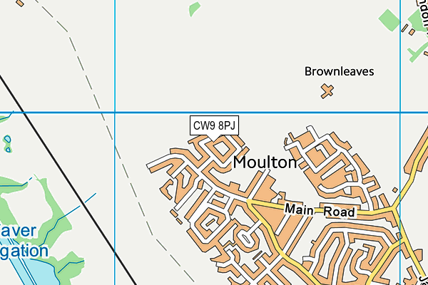 CW9 8PJ map - OS VectorMap District (Ordnance Survey)