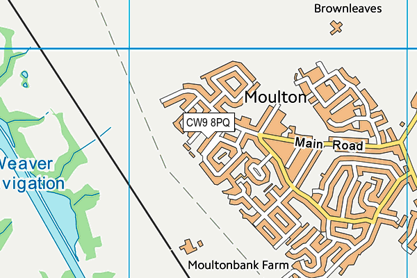 CW9 8PQ map - OS VectorMap District (Ordnance Survey)