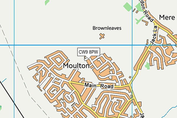 CW9 8PW map - OS VectorMap District (Ordnance Survey)