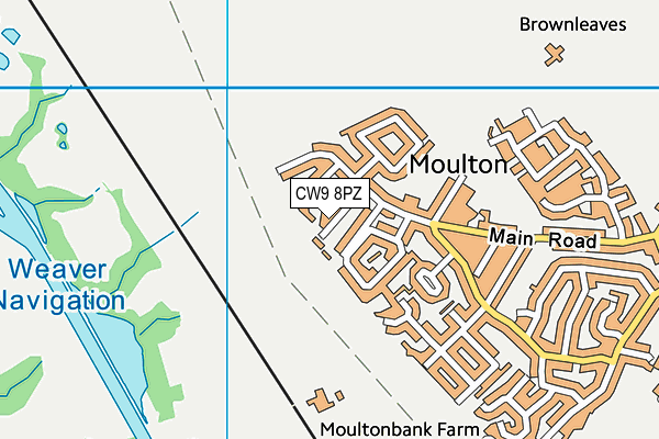 CW9 8PZ map - OS VectorMap District (Ordnance Survey)
