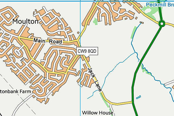 CW9 8QD map - OS VectorMap District (Ordnance Survey)