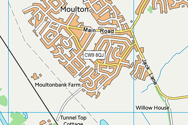 CW9 8QJ map - OS VectorMap District (Ordnance Survey)