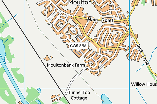 CW9 8RA map - OS VectorMap District (Ordnance Survey)