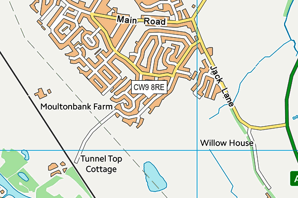 CW9 8RE map - OS VectorMap District (Ordnance Survey)