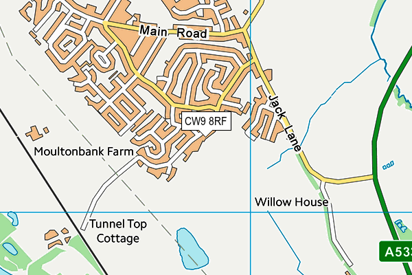 CW9 8RF map - OS VectorMap District (Ordnance Survey)