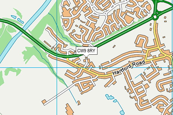 CW9 8RY map - OS VectorMap District (Ordnance Survey)