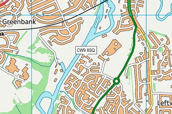 CW9 8SQ map - OS VectorMap District (Ordnance Survey)