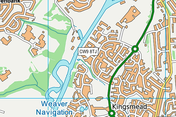 CW9 8TJ map - OS VectorMap District (Ordnance Survey)
