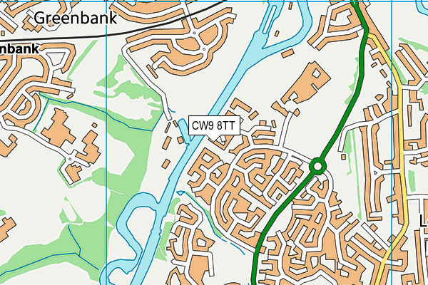 CW9 8TT map - OS VectorMap District (Ordnance Survey)