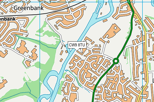 CW9 8TU map - OS VectorMap District (Ordnance Survey)