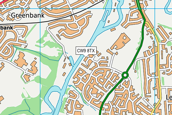 CW9 8TX map - OS VectorMap District (Ordnance Survey)