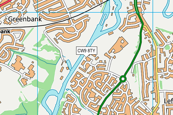 CW9 8TY map - OS VectorMap District (Ordnance Survey)