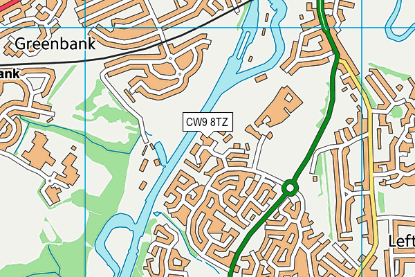 CW9 8TZ map - OS VectorMap District (Ordnance Survey)