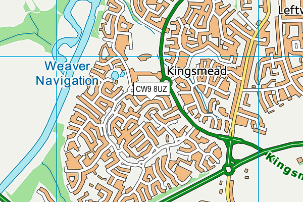 CW9 8UZ map - OS VectorMap District (Ordnance Survey)