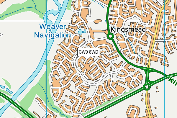 CW9 8WD map - OS VectorMap District (Ordnance Survey)