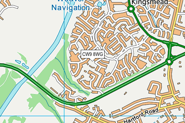 CW9 8WG map - OS VectorMap District (Ordnance Survey)