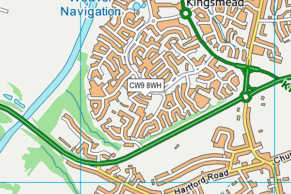CW9 8WH map - OS VectorMap District (Ordnance Survey)