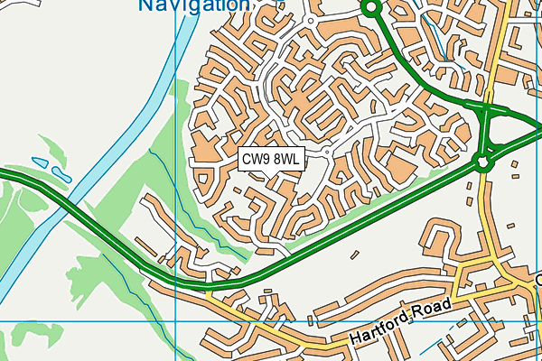 CW9 8WL map - OS VectorMap District (Ordnance Survey)