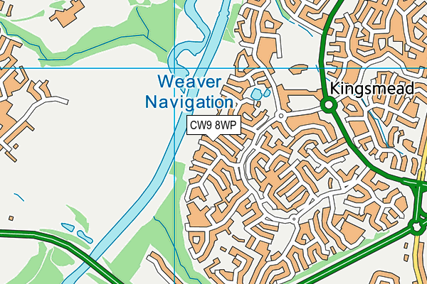 CW9 8WP map - OS VectorMap District (Ordnance Survey)