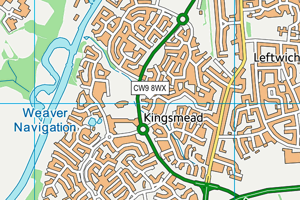 CW9 8WX map - OS VectorMap District (Ordnance Survey)