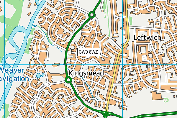 CW9 8WZ map - OS VectorMap District (Ordnance Survey)