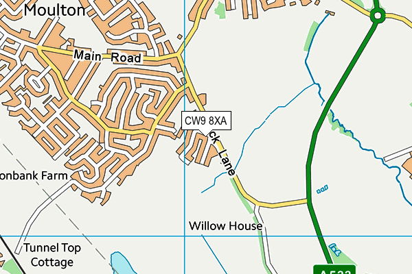 CW9 8XA map - OS VectorMap District (Ordnance Survey)